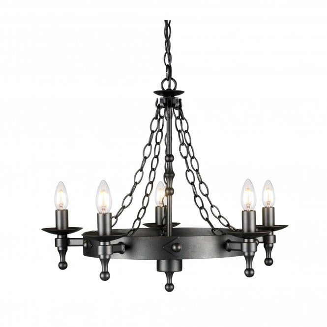 Warwick 5 light chandelier with a Graphite black finish