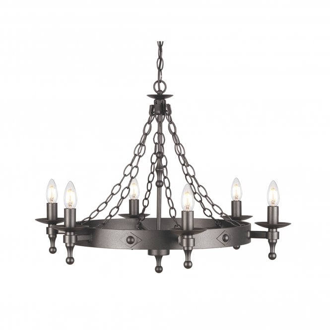 Warwick 6 light chandelier with a Graphite black finish