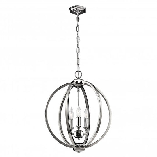 Corinne 3 Light Medium Pendant In Polished Nickel Finish