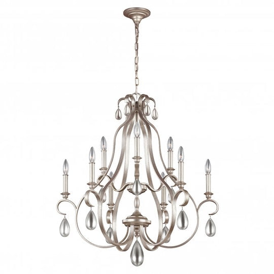 Dewitt 9 Light Chandelier In Sunrise Silver Finish