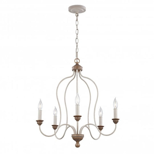 Hartsville 5 Light Chandelier In Chalk Washed / Beachwood Finish