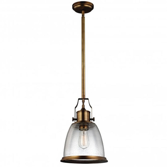 Hobson 1 Light Medium Pendant In Aged Brass Finish