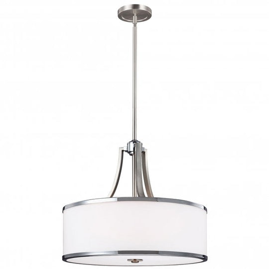 Prospect Park 4 Light Uplight Pendant In Satin Nickel / Chrome Finish