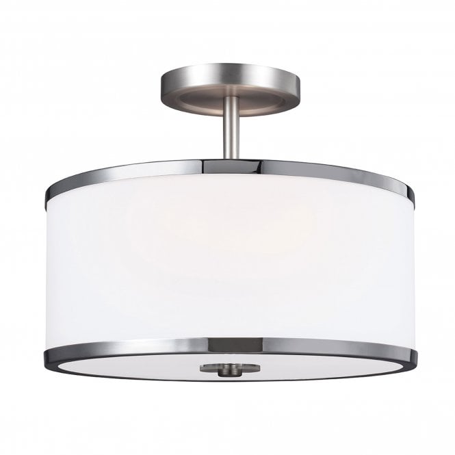 Prospect Park 2 Light Semi-Flush In Satin Nickel / Chrome Finish
