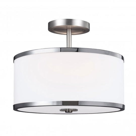 Prospect Park 2 Light Semi-Flush In Satin Nickel / Chrome Finish