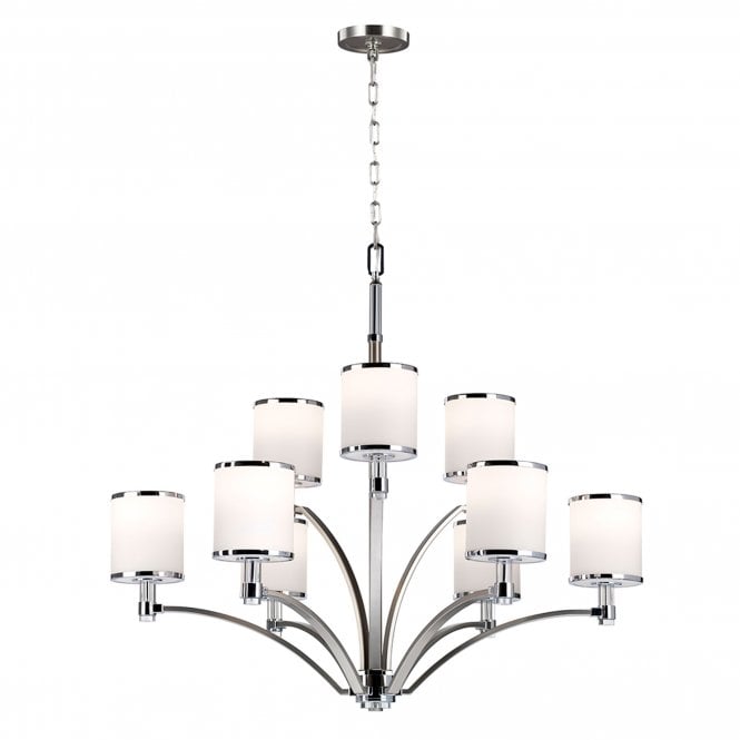 Prospect Park 9 Light Chandelier In Satin Nickel / Chrome Finish