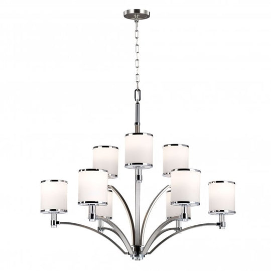 Prospect Park 9 Light Chandelier In Satin Nickel / Chrome Finish