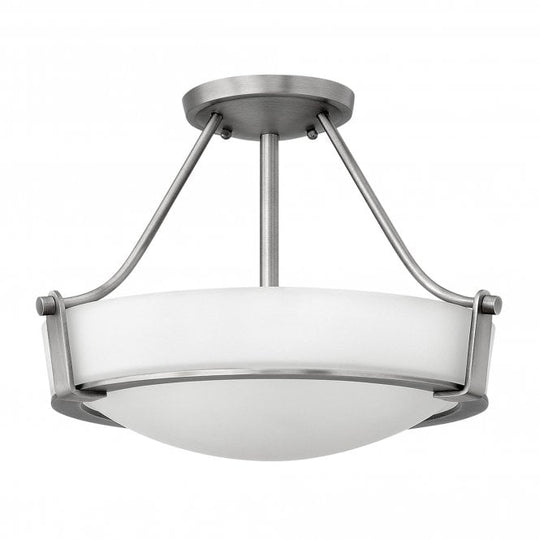 Hathaway 3 Light Small Semi-Flush  In Antique Nickel Finish