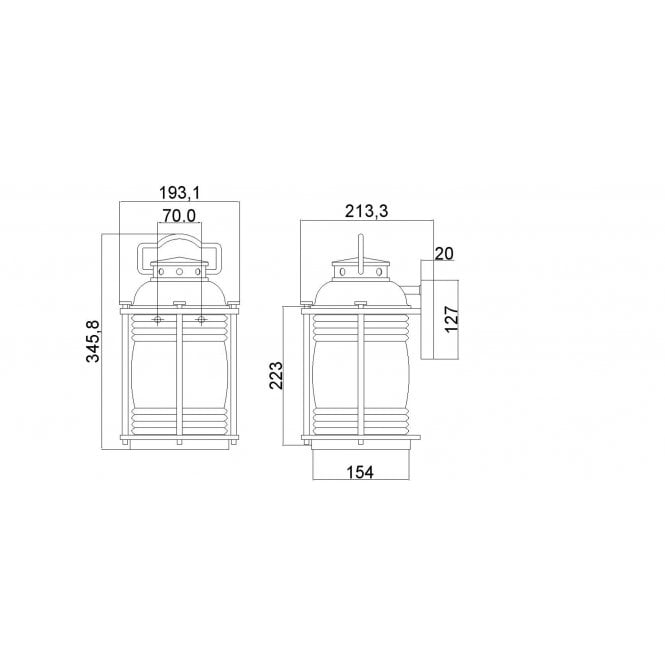 Ashland Bay 1 Light Medium Wall Lantern In Weathered Zinc Finish
