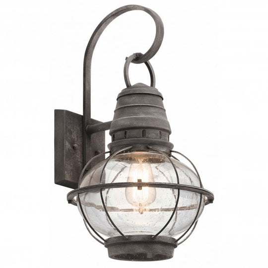 Bridge Point 1 Light Large Wall Lantern In Weathered Zinc Finish