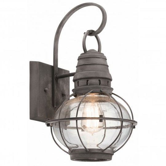 Bridge Point 1 Light Medium Wall Lantern In Weathered Zinc Finish