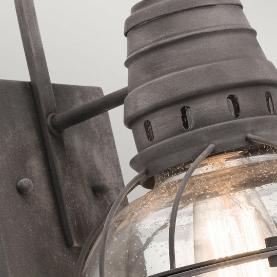 Bridge Point 1 Light Medium Wall Lantern In Weathered Zinc Finish
