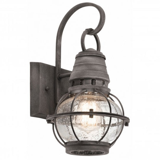 Bridge Point 1 Light Small Wall Lantern In Weathered Zinc Finish