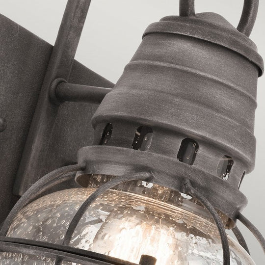 Bridge Point 1 Light Small Wall Lantern In Weathered Zinc Finish