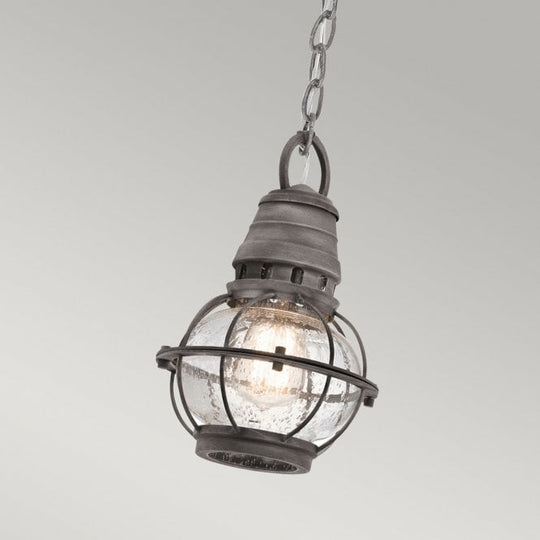 Bridge Point 1 Light Small Chain Lantern In Weathered Zinc Finish