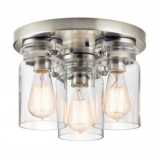 Brinley 3 Light Three Flush Mount  In Brushed Nickel Finish