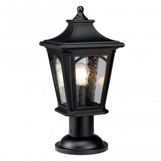 Bedford 1 Light Medium Pedestal Lantern In Mystic Black Finish