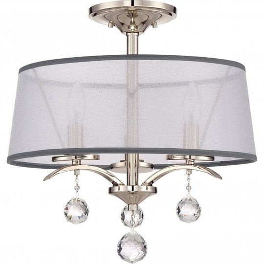 Whitney 3 Light Semi Flush/Pendant  In Imperial Silver Finish