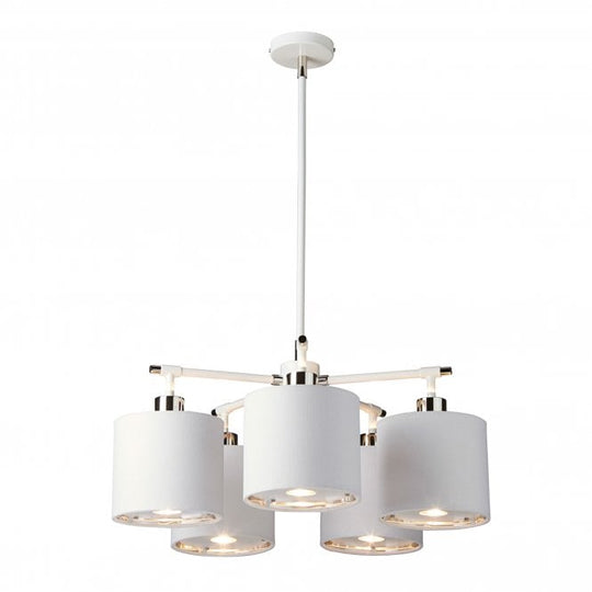Balance 5 Light Chandelier - White and Polished Nickel