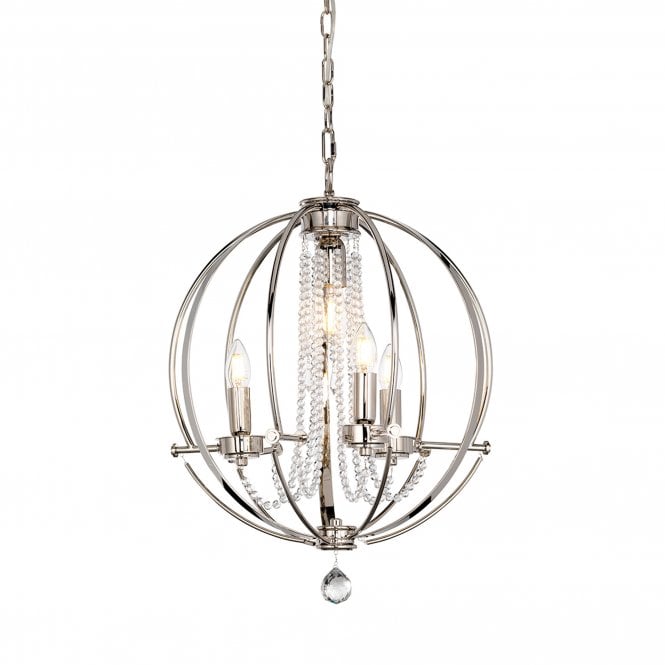 Cassie 4 Light Chandelier Polished Nickel Plated