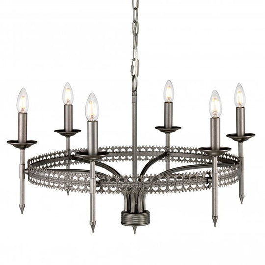 Crown 6 Light Chandelier Iron Gate
