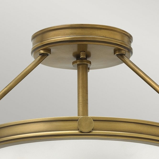 Collier 3 Light Semi-Flush Heritage Brass
