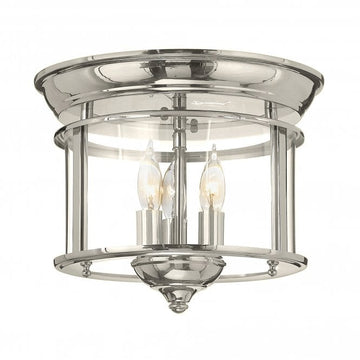 Gentry 3 Light Flush Mount - Polished Nickel