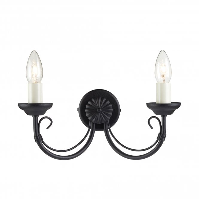 Chartwell 2 candle Wall Light with a Black finish