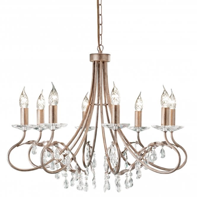 Christina 8 Light Chandelier with a silver gold finish