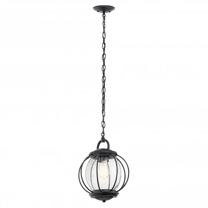 Vandalia 1 Light Medium Chain Lantern Textured Black