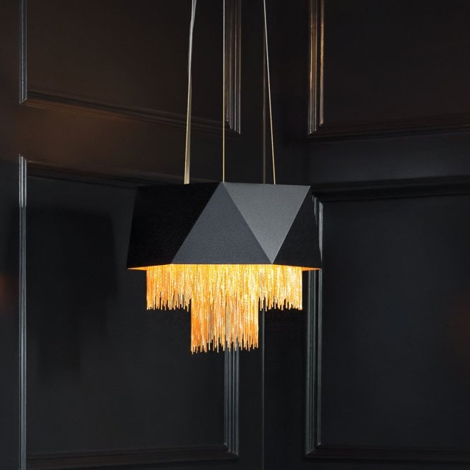 Zuma 6 Light Pendant Satin Black/ Gold