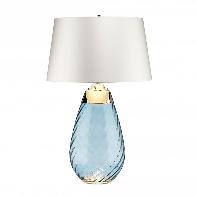 Lena 2 Light Large Blue Table Lamp with Off-white Shade