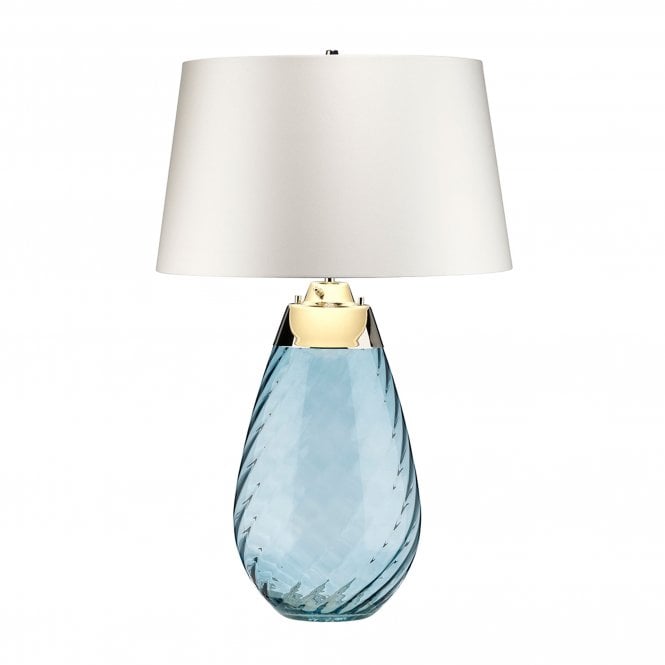 Lena 2 Light Large Blue Table Lamp with Off-white Shade