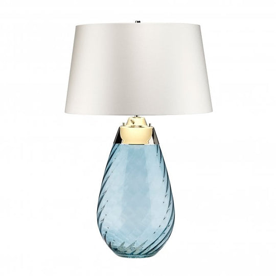 Lena 2 Light Large Blue Table Lamp with Off-white Shade