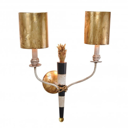 Flambeau 2Lt Wall Light gold and black