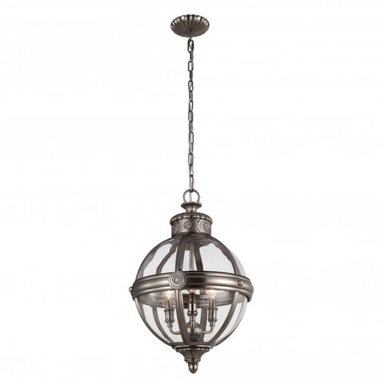 Adams 3 Light Pendant Chandelier in an antique nickel finish