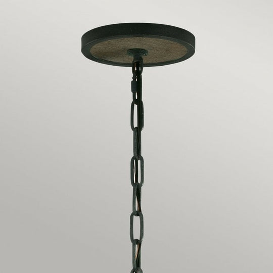 Allier 4 Light Pendant with weather oak wood and antique forged iron finish