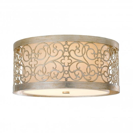 Arabesque Flush ceiling light with Silver Leaf Patina finish