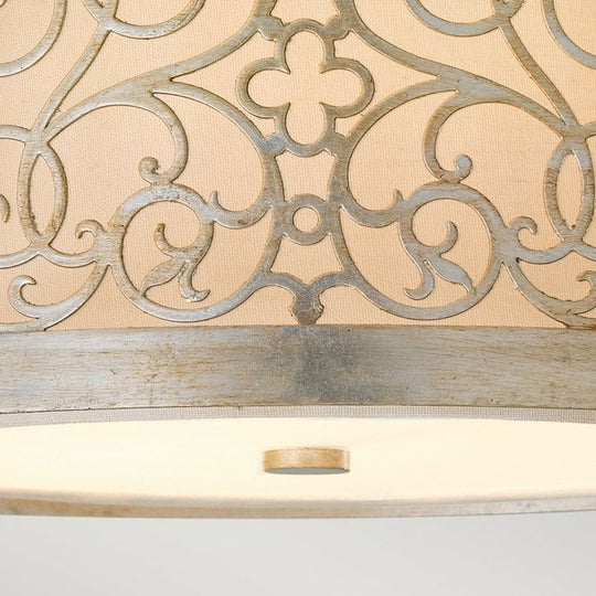 Arabesque Flush ceiling light with Silver Leaf Patina finish