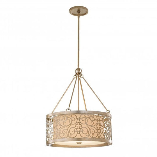 Arabesque 4 Light Chandelier with Silver Leaf Patina finish