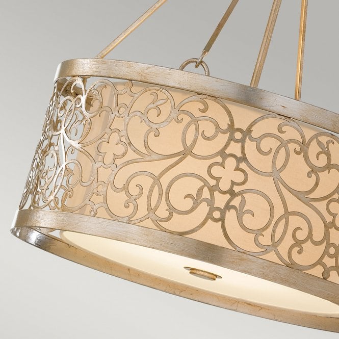 Arabesque 4 Light Chandelier with Silver Leaf Patina finish
