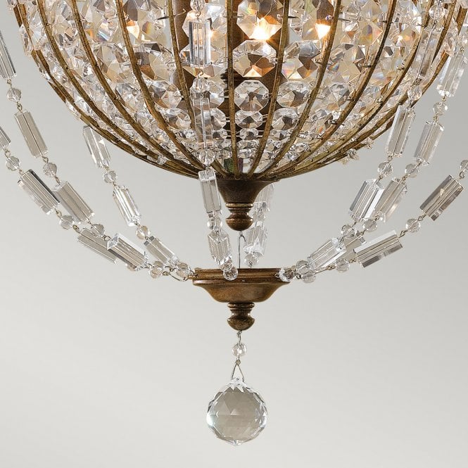 Bellini 3 Light Chandelier with Oxidized Bronze and British Bronze