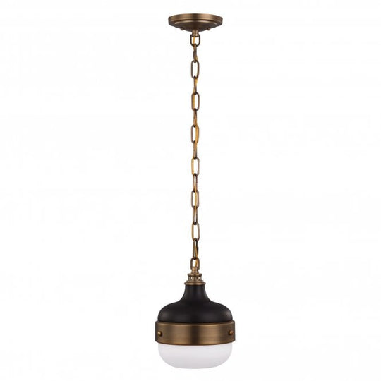 Cadence Mini Pendant Dark Antique Brass and Matte Black finish