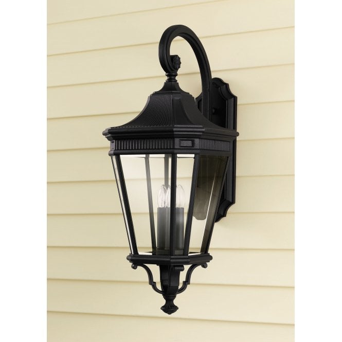 Cotswold Lane Large Wall Lantern with a black finish