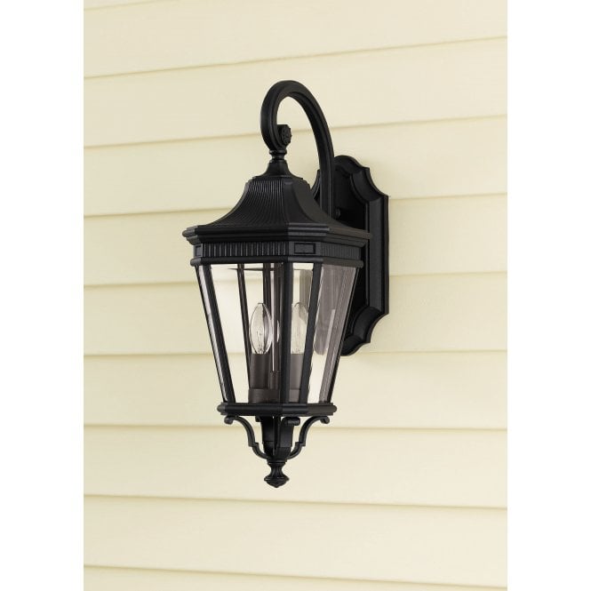 Cotswold Lane Medium Wall Lantern with a black finish