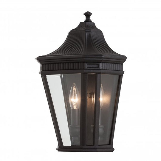 Cotswold Lane Half Wall Lantern with a black finish