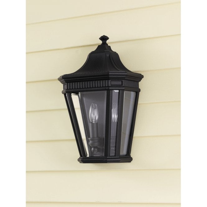 Cotswold Lane Half Wall Lantern with a black finish