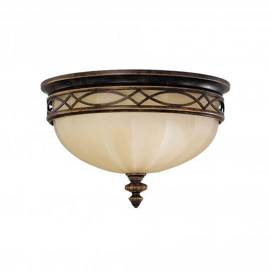 Drawing Room  Flush ceiling light in a walnut finish