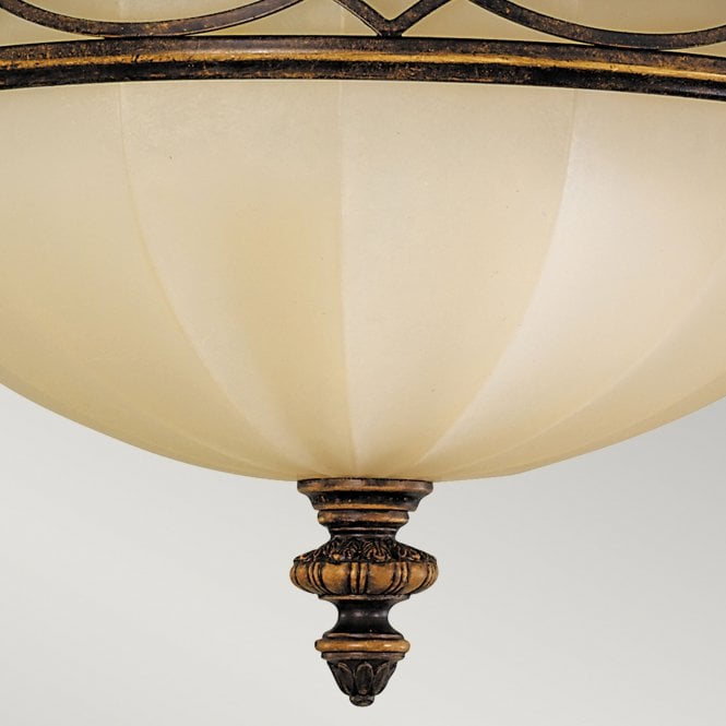 Drawing Room  Flush ceiling light in a walnut finish