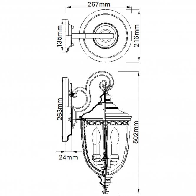 English Bridle Medium Wall Lantern with a British Bronze finish